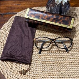 Tory Burch Brown Glasses with Case & Cloth Bag AS IS